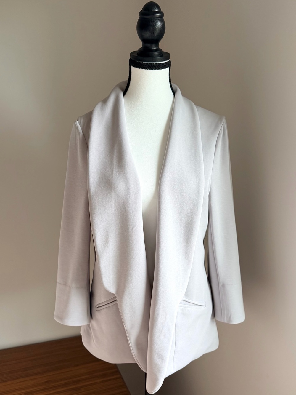 Skies Are Blue Hannah Modal Scuba Blazer Light Gray Floral Lined Size L